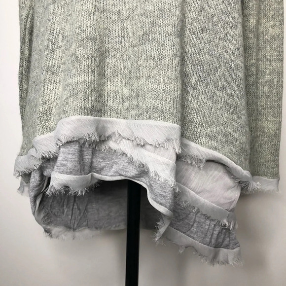 EASEL Gauzey Chiffon Trim Layered Lagenlook Long Sleeve Top - Picture 3 of 8